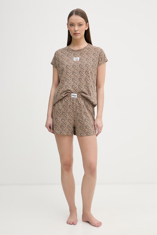 Fila piżama dwuczęściowa damska bawełniana z elastanem FPS4233 brązowy SS26