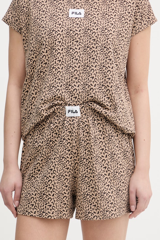 Fila piżama dwuczęściowa damska bawełniana z elastanem brązowy FPS4233