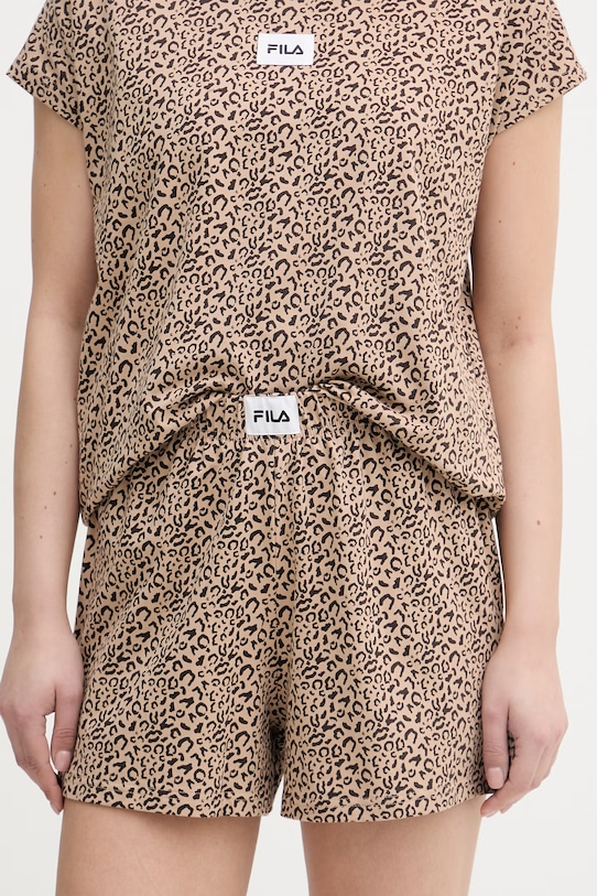 Fila piżama dwuczęściowa damska bawełniana z elastanem brązowy FPS4233