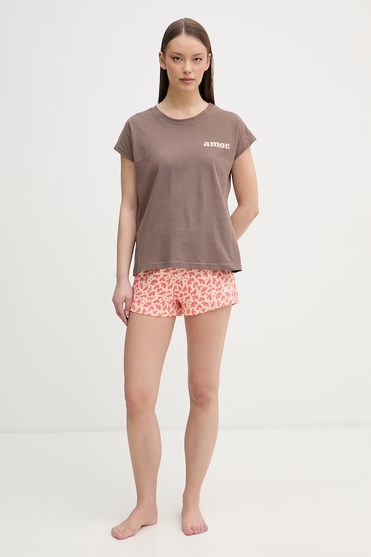 Fila piżama dwuczęściowa damska bawełniana FPS4236 brązowy SS26