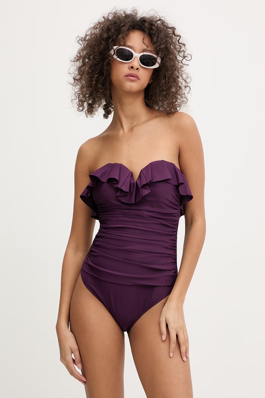 DKNY strój kąpielowy jednoczęściowy damski DIE6M537 fioletowy SS26