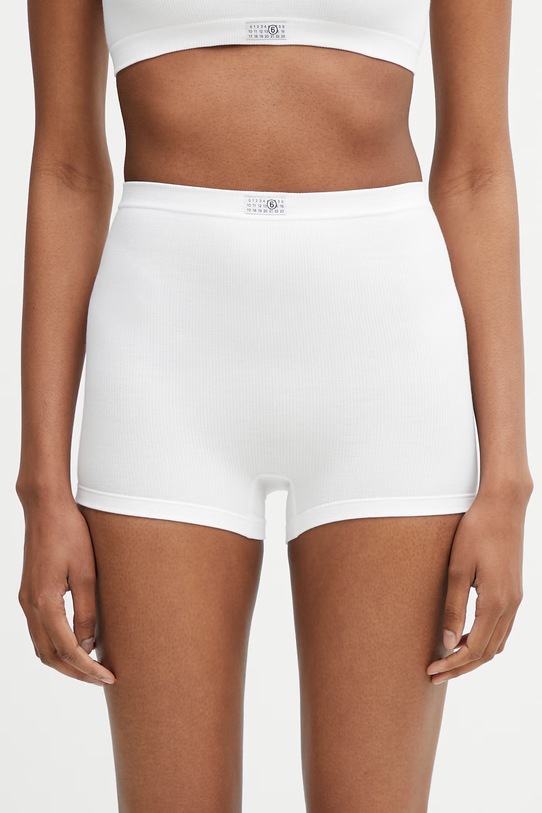 MM6 Maison Margiela bokserki dopasowane damskie z bawełną biały MKLG20010