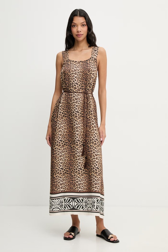 Liu Jo sukienka letnia z wiskozy brązowy VA6049.TS123