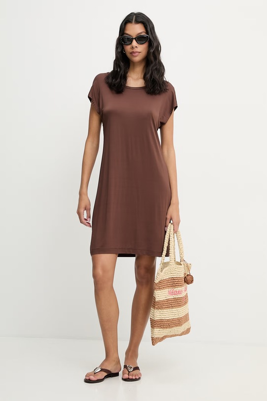 Liu Jo sukienka letnia z wiskozą VA6159.J3888 brązowy SS26