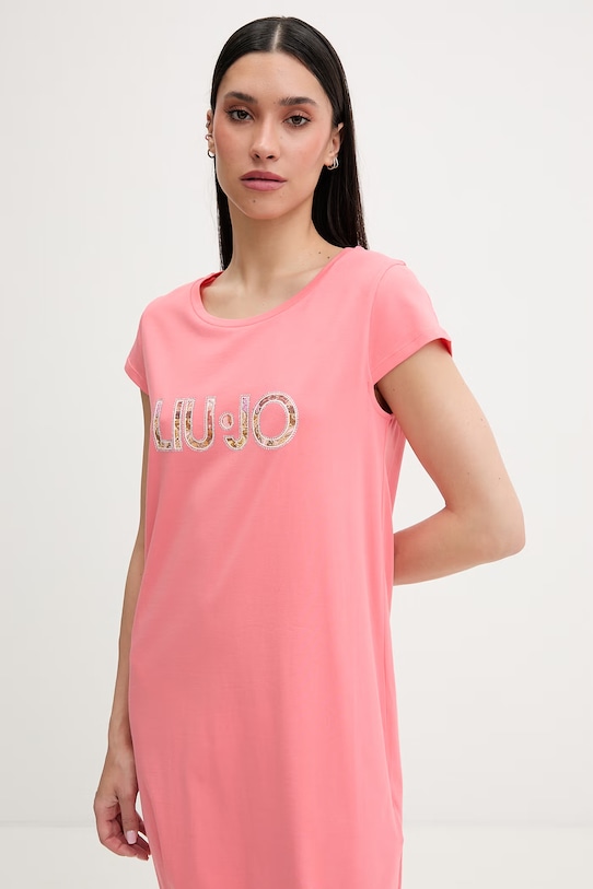 Oblečenie Liu Jo plážové šaty dámske VA6212.JS003 ružová