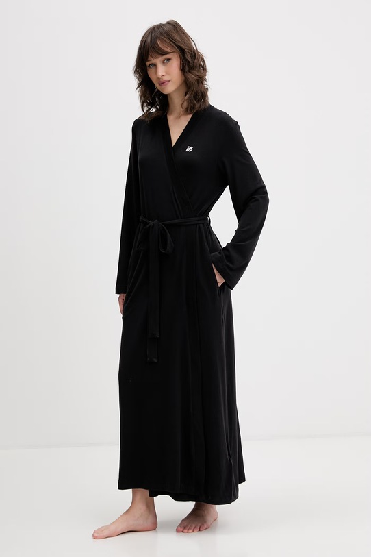 DKNY szlafrok damski z bawełną YI2022635 czarny SS26