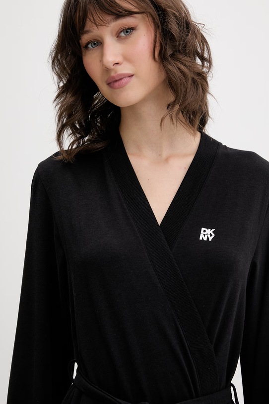 DKNY szlafrok damski z bawełną czarny YI2022635