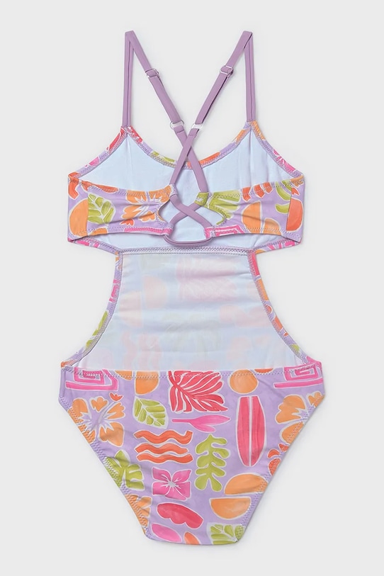 Mayoral jednoczęściowy strój kąpielowy dziecięcy 6777.8J.Junior.PPY2 fioletowy SS26