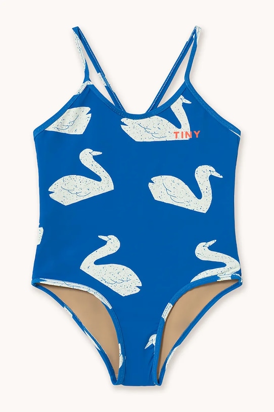 Tinycottons jednoczęściowy strój kąpielowy dziecięcy BIG SWANS SWIMSUIT miękka niebieski SS26.441
