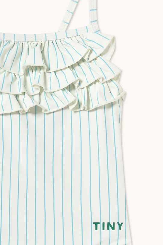 Dziewczynka Tinycottons jednoczęściowy strój kąpielowy dziecięcy CYAN FINE STRIPES SWIMSUIT SS26.447 biały