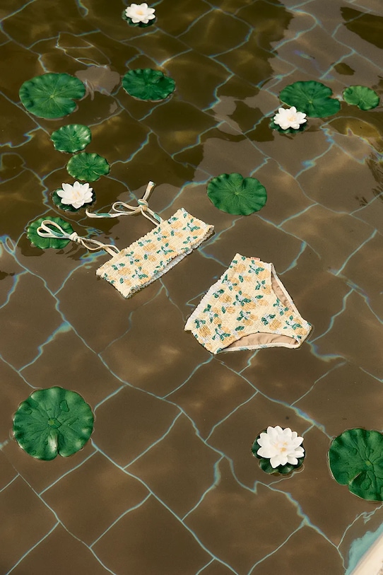 Tinycottons dwuczęściowy strój kąpielowy dziecięcy ORANGES SMOCK SWIM SET żółty SS26.462