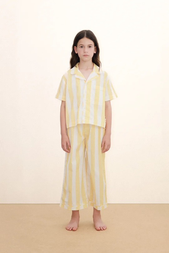 Detské bavlnené pyžamo Tinycottons YELLOW STRIPES SET sada žltá SS26.479