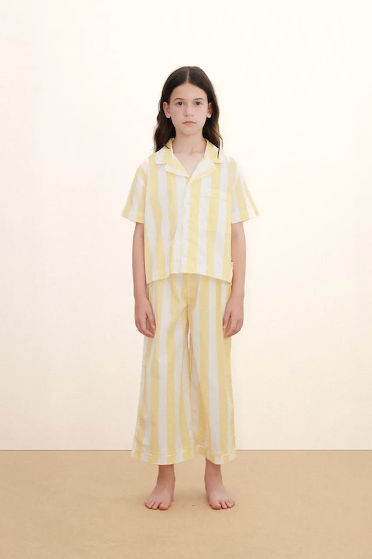 Detské bavlnené pyžamo Tinycottons YELLOW STRIPES SET sada žltá SS26.479