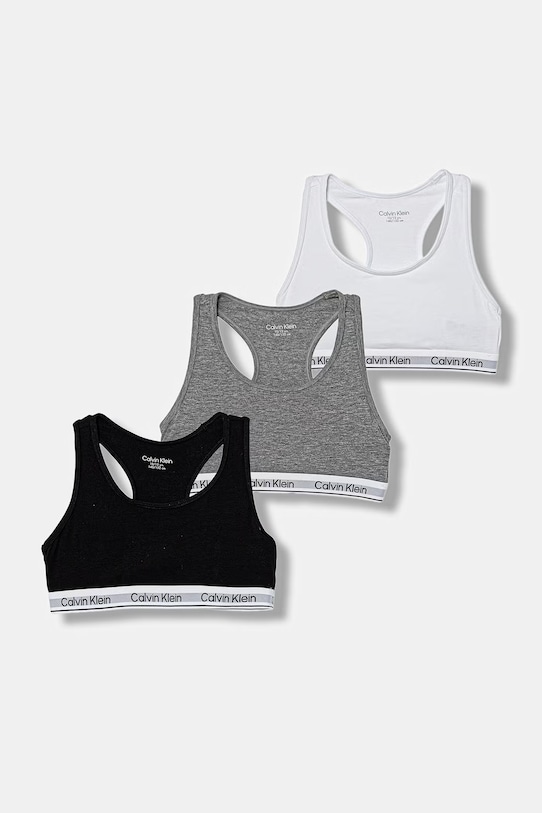 Calvin Klein Underwear biustonosz dziecięcy bawełniany z elastanem 3-pack szary G80G800743.PPY2
