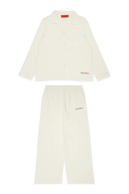 Detské bavlnené pyžamo MAX&Co. MAXUN2F PYJAMA sada biela MX0353.MX057