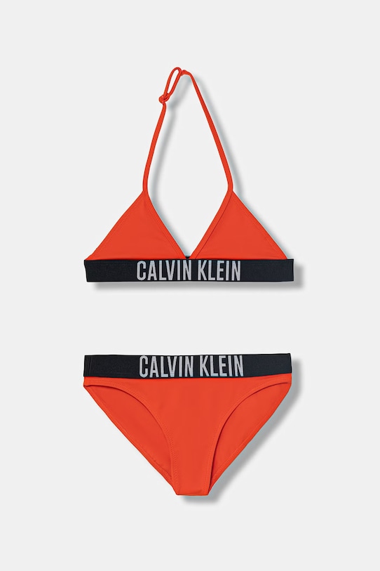 Calvin Klein Jeans strój kąpielowy dwuczęściowy dziecięcy pomarańczowy KY0KY00090.PPY2
