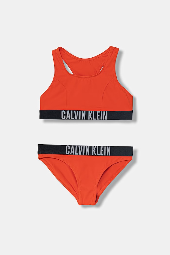 Calvin Klein Jeans strój kąpielowy dwuczęściowy dziecięcy pomarańczowy KY0KY00091.PPY2
