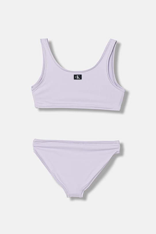 Calvin Klein Jeans strój kąpielowy dwuczęściowy dziecięcy KY0KY00093.PPY2 fioletowy SS26