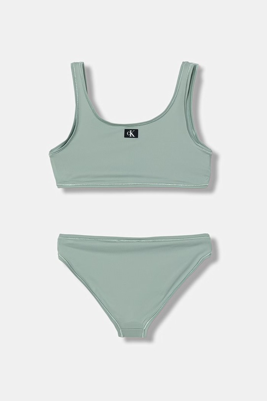 Calvin Klein Jeans strój kąpielowy dwuczęściowy dziecięcy KY0KY00093.PPY2 zielony SS26