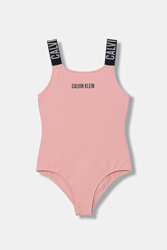 Calvin Klein Jeans strój kąpielowy jednoczęściowy dziecięcy różowy KY0KY00098.PPY2