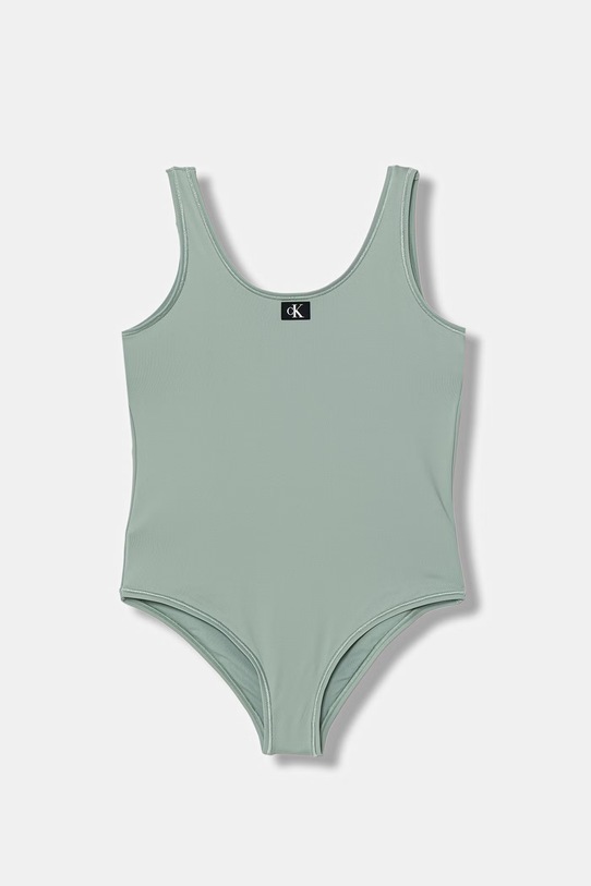 Calvin Klein Jeans strój kąpielowy jednoczęściowy dziecięcy zielony KY0KY00099.PPY2