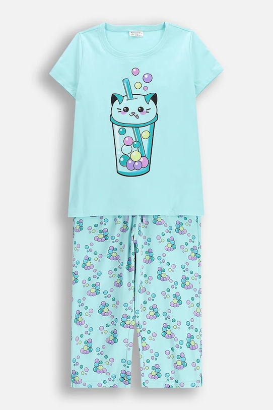 Dětské bavlněné pyžamo Coccodrillo potisk tyrkysová WC6448209PJS