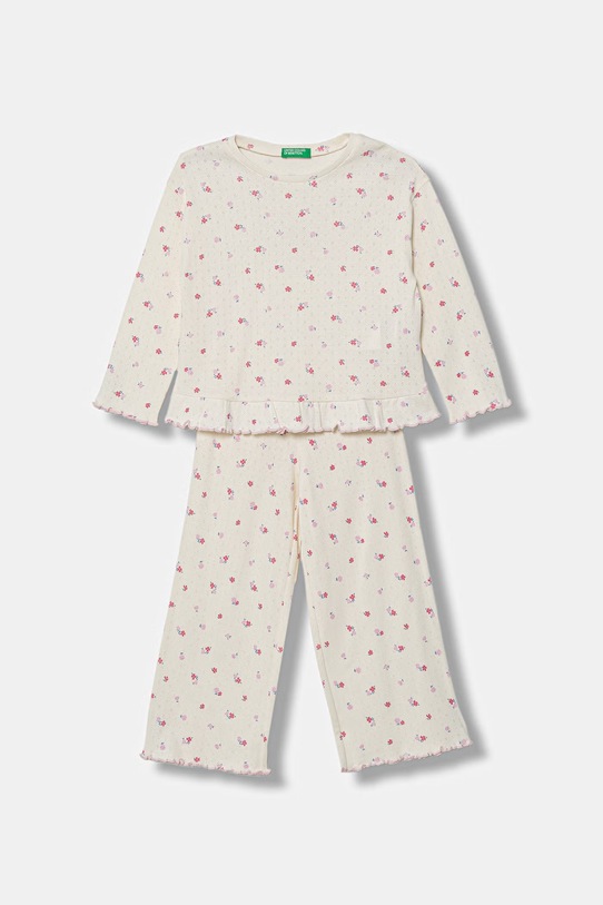 United Colors of Benetton piżama dwuczęściowa dziecięca bawełniana beżowy 3OJC0P0A0.G.Stagionale
