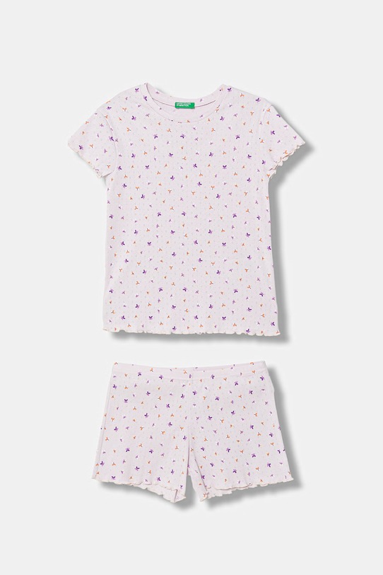 United Colors of Benetton piżama dwuczęściowa dziecięca bawełniana fioletowy 3OJC0P09Z.G.Stagionale