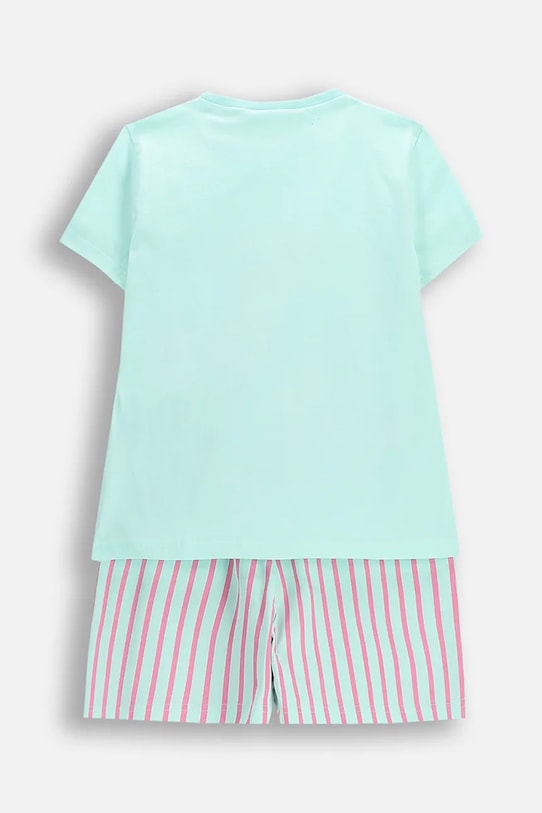 Coccodrillo piżama dwuczęściowa dziecięca bawełniana WC6448202LGD turkusowy SS26