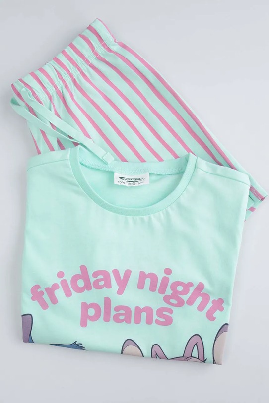 Coccodrillo piżama dwuczęściowa dziecięca bawełniana WC6448202LGD turkusowy