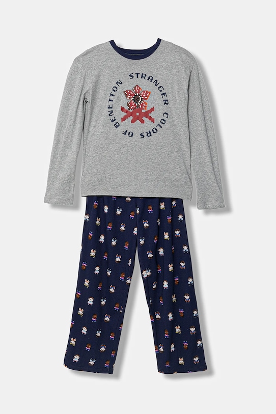 United Colors of Benetton piżama bawełniana dziecięca wzorzyste szary 30960P09I.G.Seasonal