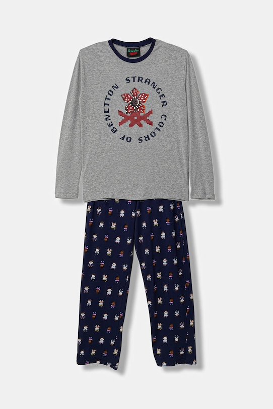 United Colors of Benetton piżama bawełniana dziecięca wzorzyste szary 30960P09I.G.Seasonal
