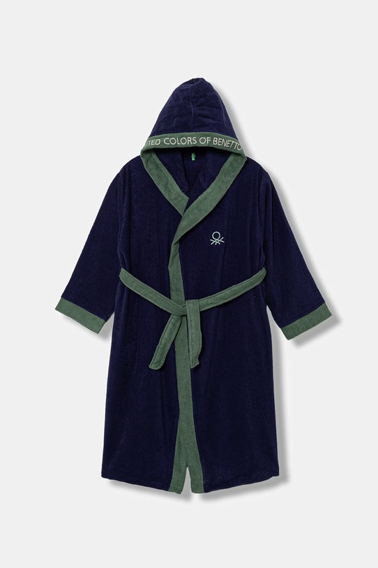 United Colors of Benetton szlafrok frotte dziecięcy bawełniany granatowy 64PDR8001.G.Stagionale