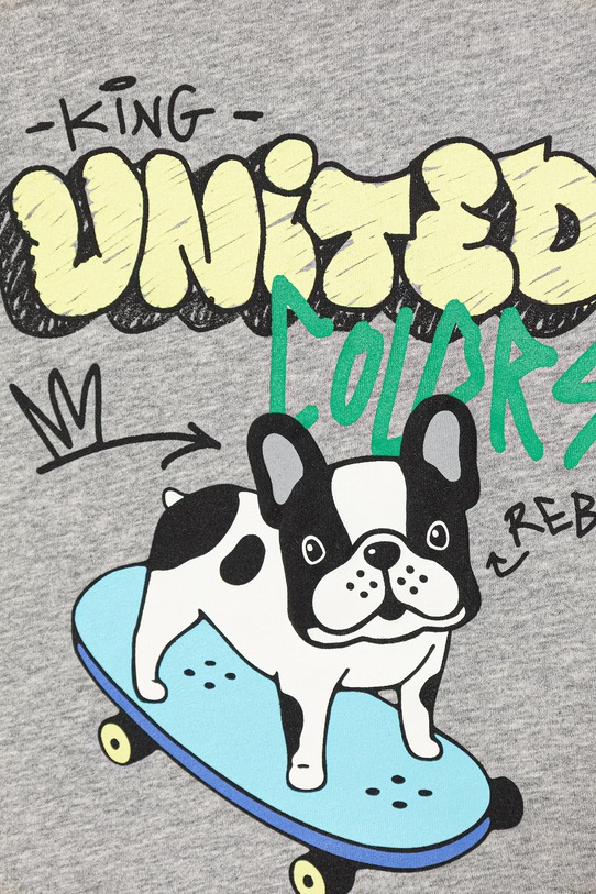 United Colors of Benetton piżama dwuczęściowa dziecięca bawełniana szary 30960P09U.G.Stagionale