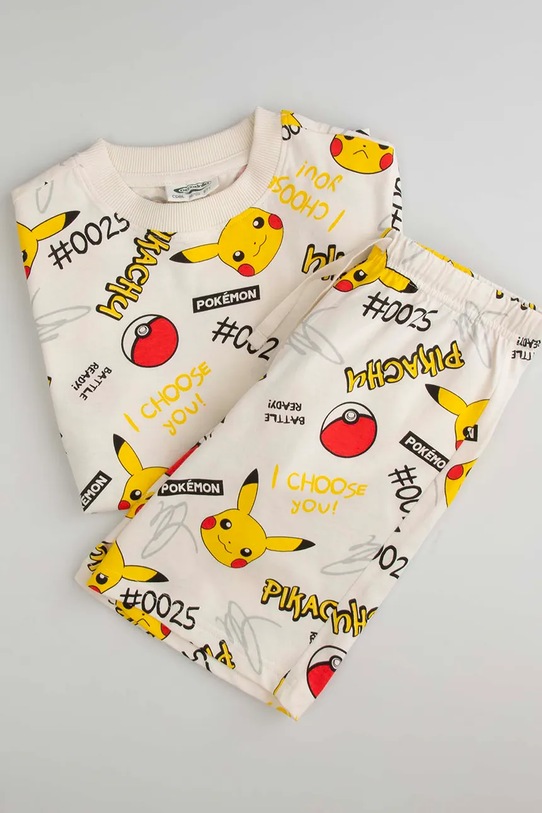 Coccodrillo piżama dwuczęściowa dziecięca bawełniana WC6448202LBD beżowy