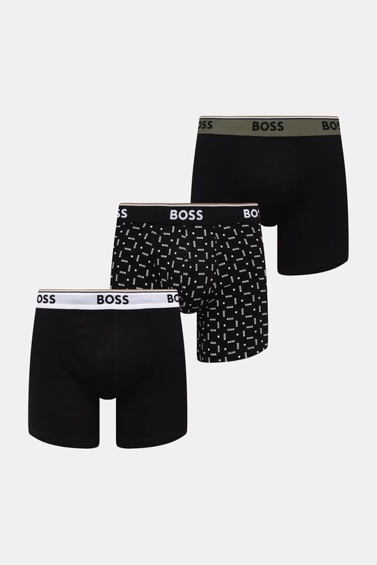 BOSS boksarice moške z bombažem BoxerBr 3P Power Des paket 3 kosov črna 50554438
