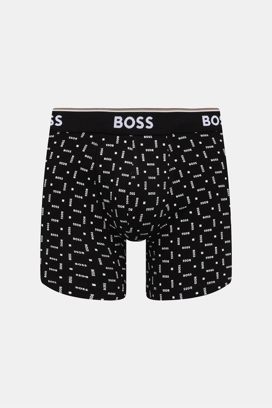 Oblačila BOSS boksarice moške z bombažem BoxerBr 3P Power Des paket 3 kosov 50554438 črna