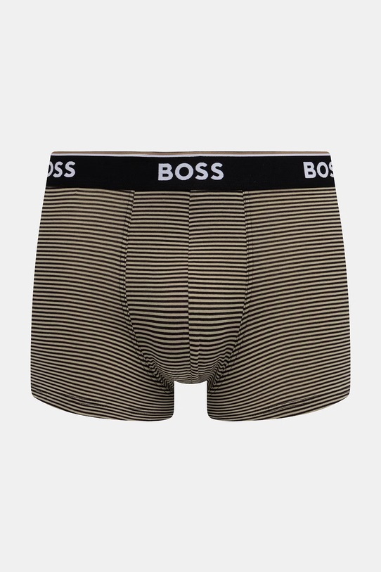 BOSS boxerky pánske bavlnené s elastanom Trunk 3P Power Desig 3-pak 50554443 zelená SS26