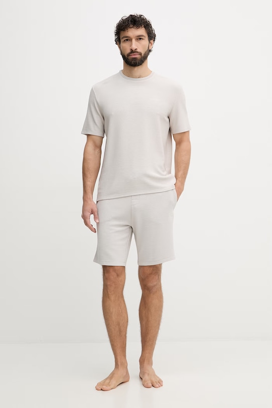 BOSS домашен къс панталон мъжки Rib Shorts 50527391 сив SS26