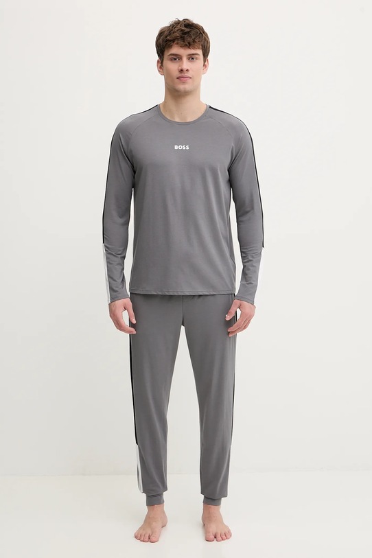 Пижама BOSS Balance Long Set изчистен сив 50554773
