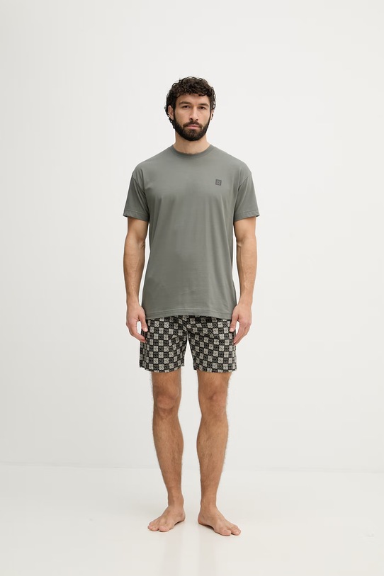 HUGO pigiama a due parti da uomo AARON_SHORT SET 50556777 verde SS26