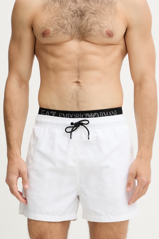 EA7 Emporio Armani pantaloni scurți de baie pentru bărbați AF21074.7M001689 alb SS26
