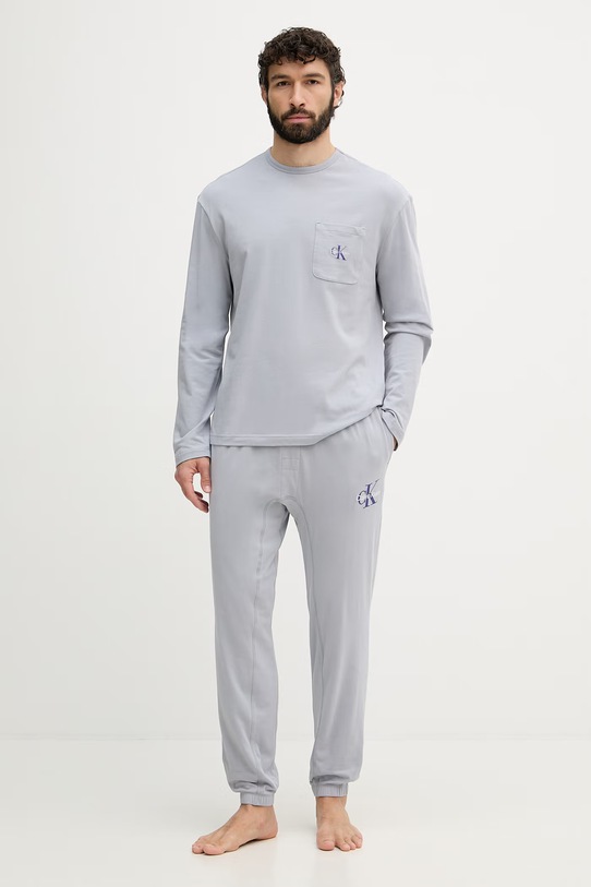 Calvin Klein Underwear dvojdielne pyžamo pánske bavlnené s elastanom sivá LV00NM2999
