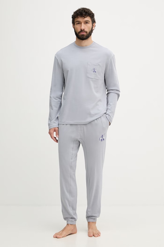 Calvin Klein Underwear dvojdielne pyžamo pánske bavlnené s elastanom sivá LV00NM2999