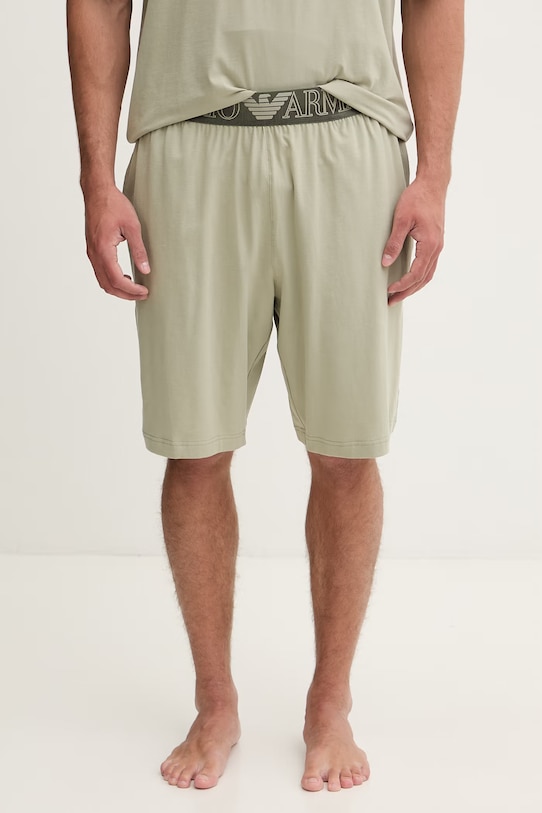 Îmbrăcăminte Emporio Armani Underwear pijama din două piese pentru bărbați, din bumbac cu elastan EM000400.AF18890 verde