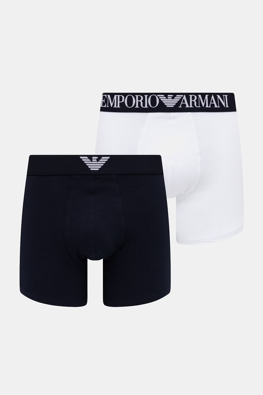 Emporio Armani Underwear bokserki męskie bawełniane z elastanem 2-pack granatowy EM000252.AF18881