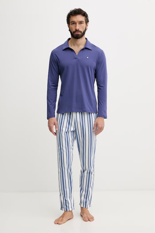United Colors of Benetton пижама мъжка памучна тъмносин 3MFL4P035