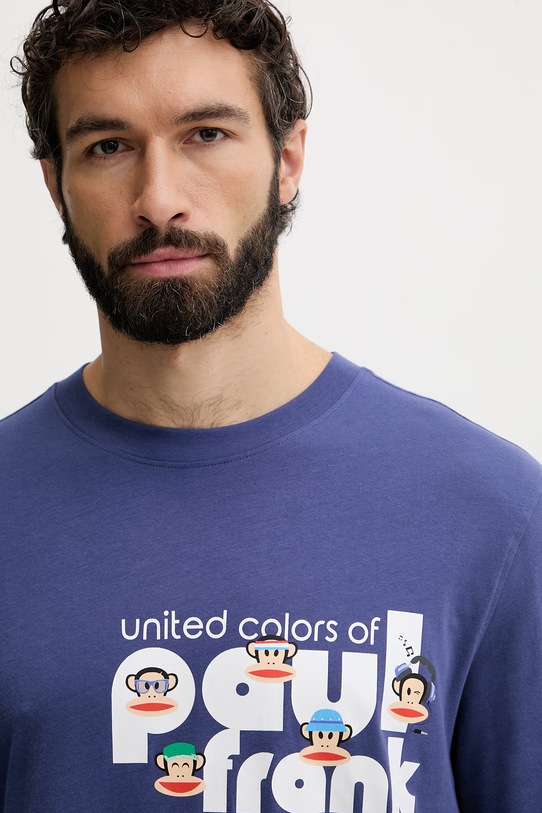 United Colors of Benetton Pyžamová košeľa pánska bavlnená tmavomodrá 3VR54M02A