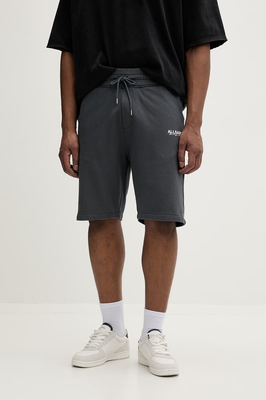 AllSaints szorty kaszmirowe EMBLEM szary M070TE