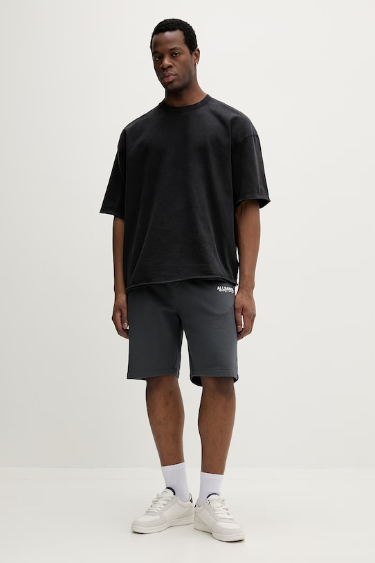 AllSaints szorty kaszmirowe EMBLEM M070TE szary SS26